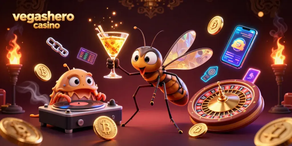 Experience exciting gameplay with vegashero casino showcasing vibrant characters and crypto elements.