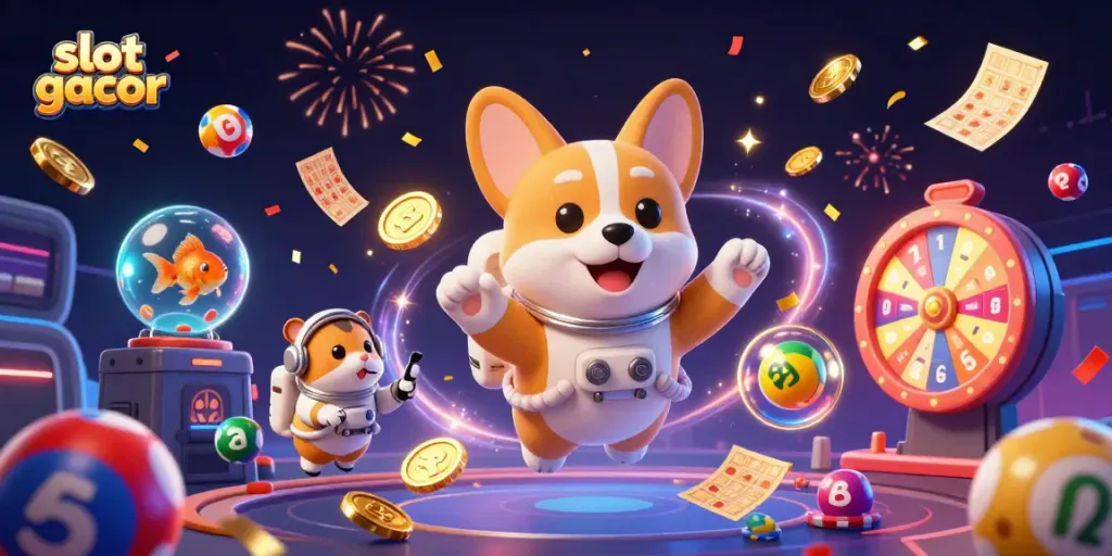 Join the excitement of slot gacor with an astronaut corgi winning big in a space casino!