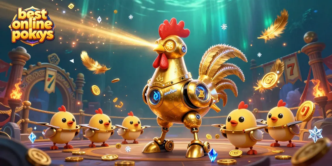 Experience the best online pokies with thrilling slot reels, golden coins, and laser-shooting characters.