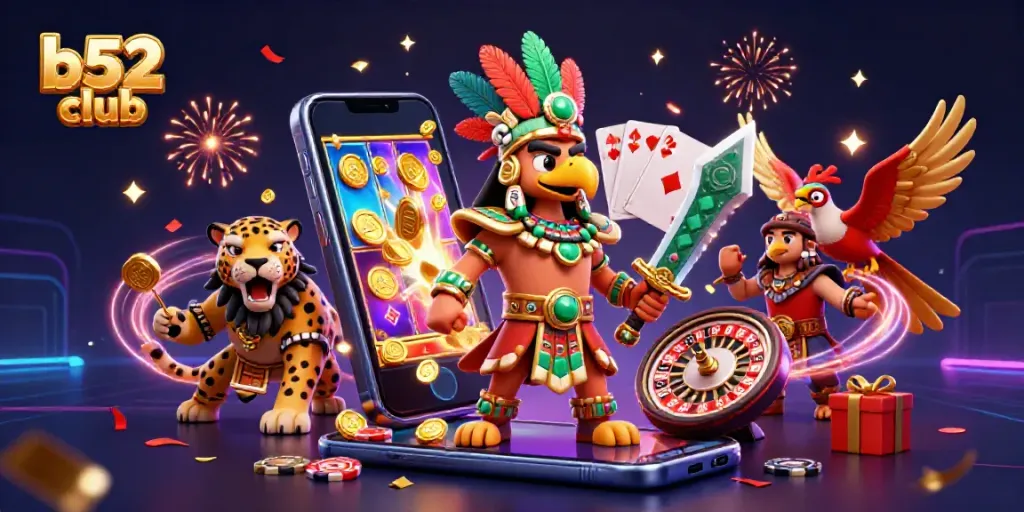 Experience thrilling casino gameplay at b52 club with vibrant slot games and dynamic characters.